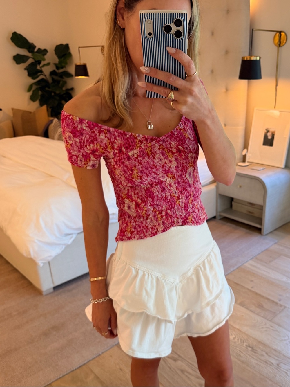 MOTHER white ruffle Mini Skirt
